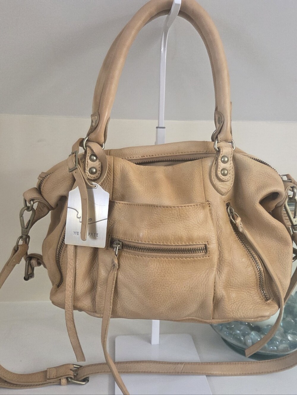 Italian Straw Baby Emerson Free People Leather Satchel Bag, Like New